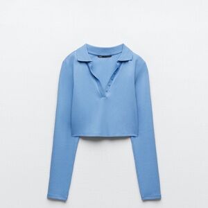 ZARA light blue ribbed polo